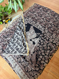 Kota Kalamkari Cotton Saree – Monochrome Narrative Pallu in Black & Beige