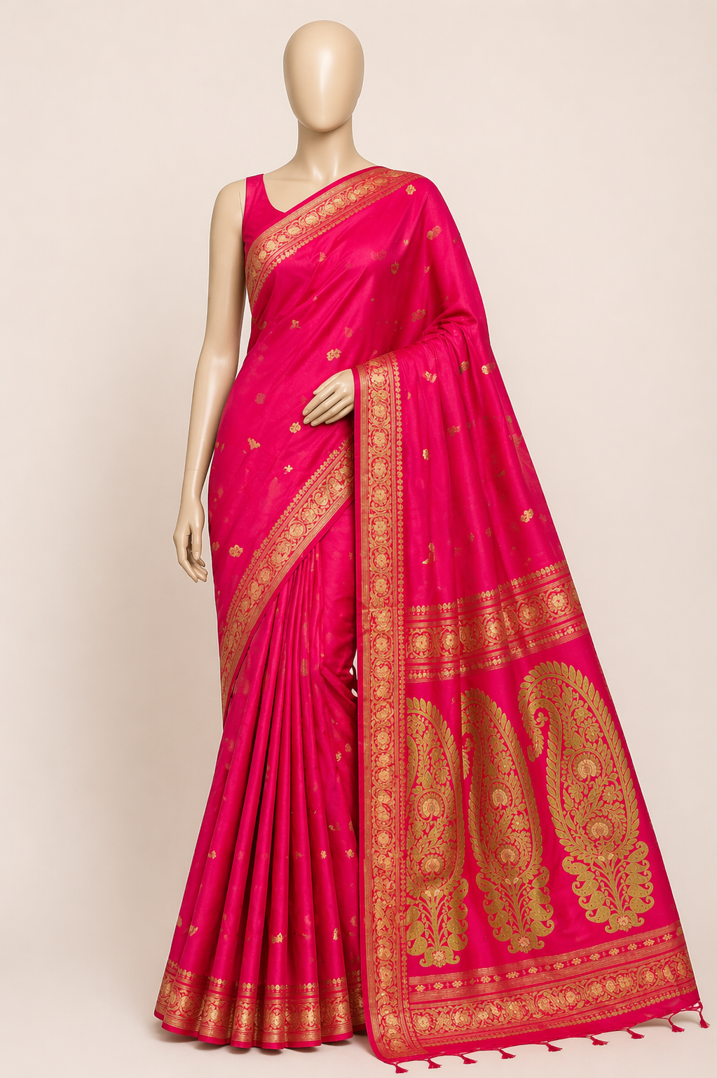Baluchari Cotton Saree- Pink