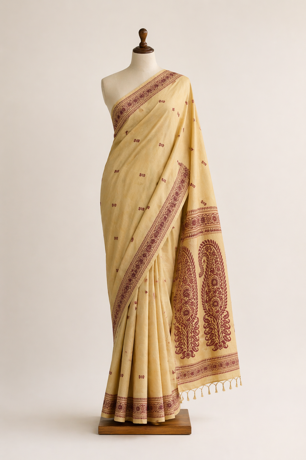 Baluchari Cotton Saree - Beige