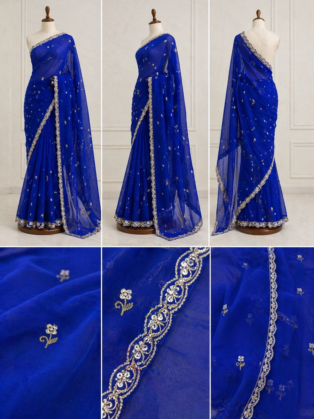 Pure Georgette Handwork - Blue