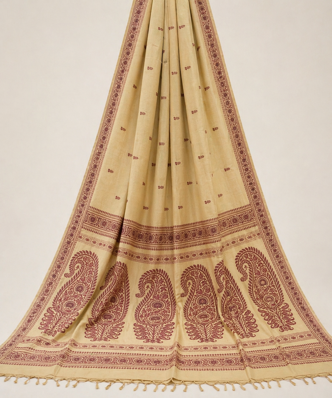 Baluchari Cotton Saree - Beige