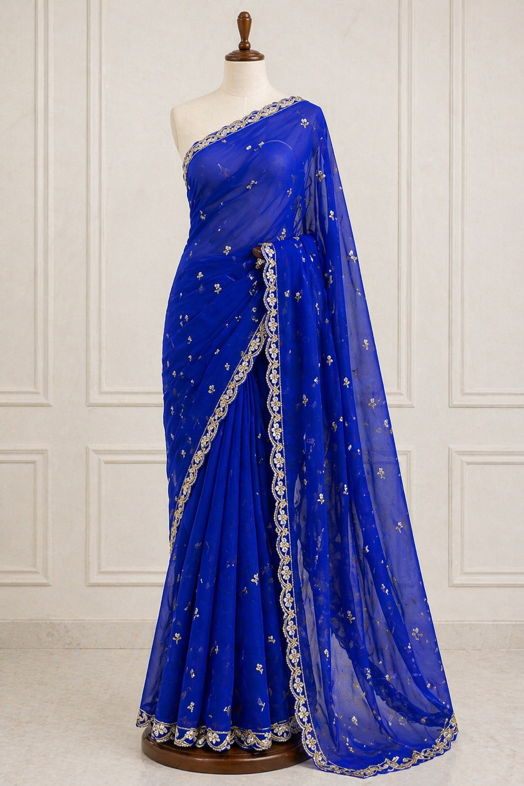 Pure Georgette Handwork - Blue