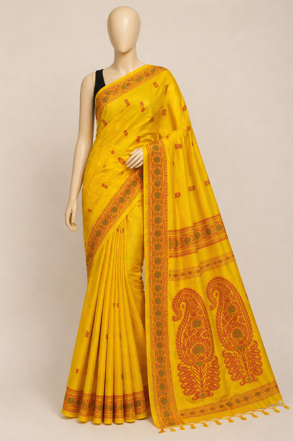 Baluchari Cotton - Mustard Yellow