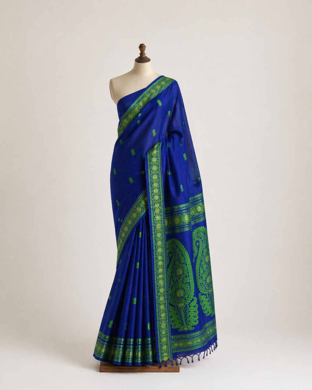 Baluchari Cotton Saree - Royal Blue