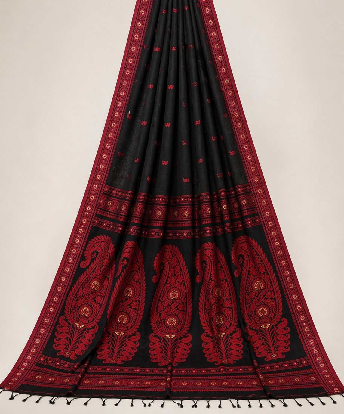 Baluchari Cotton Saree- Black