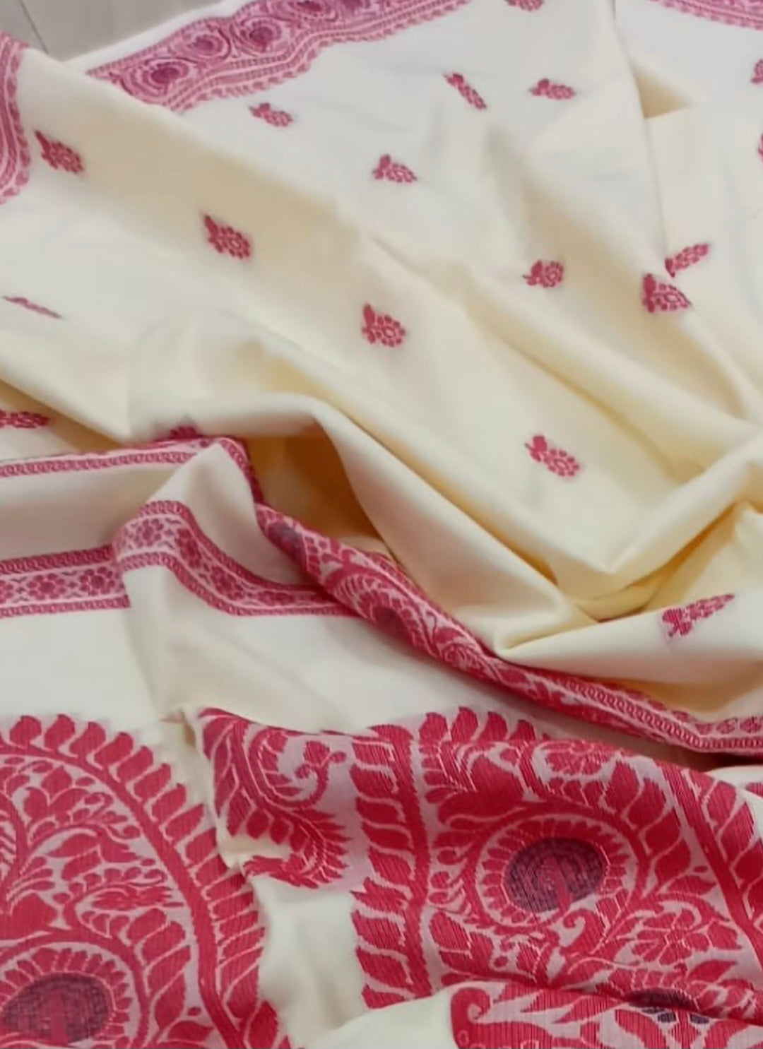 Baluchari Cotton saree- Off White