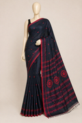 Pure Cotton Jamdani Needlework - Black & Red