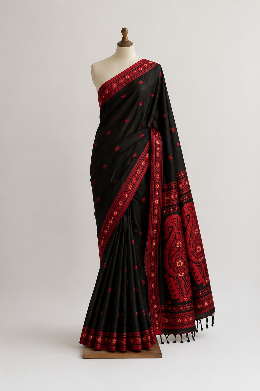 Baluchari Cotton Saree- Black
