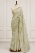 Pure Georgette Handwork - Sage Green