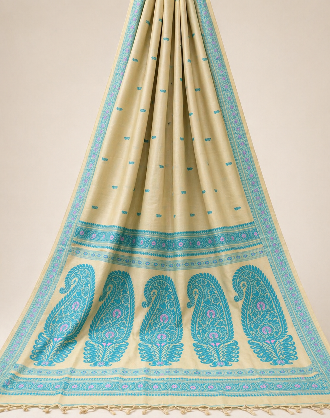 Baluchari Cotton Saree- Cream