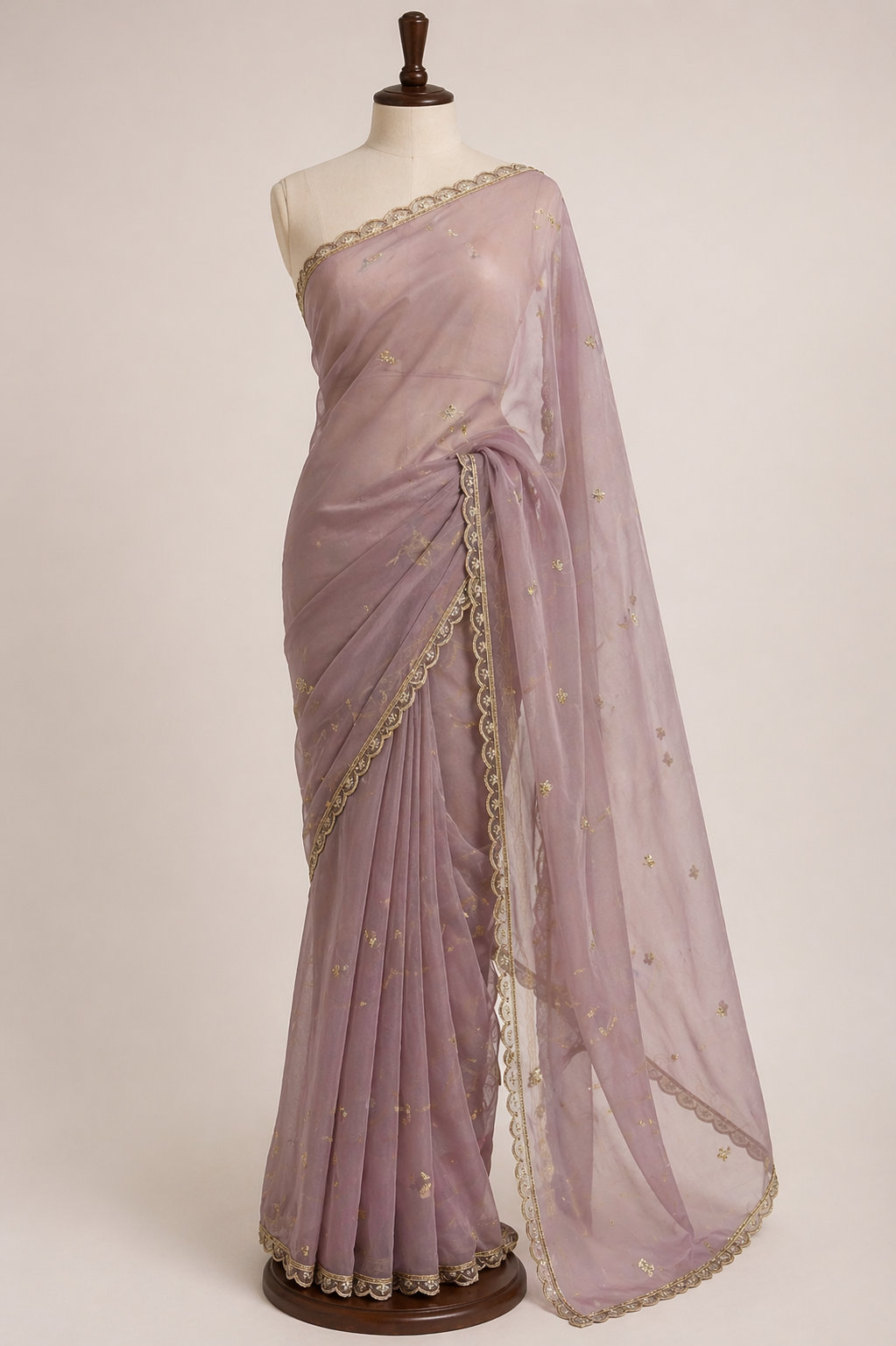 Pure Georgette Handwork - Dusty Mauve